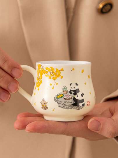 1pc 140ml Ceramic High Glaze Latte/Coffee Cup, Couple Drinking Water Cup, Personalized Milk Mug, Breakfast Cup With Latte Art, Creative Office Mug, Graduation/Family Gathering Cup, Made In China