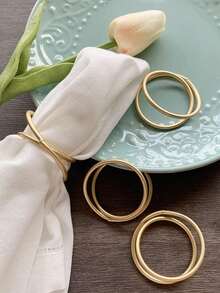 1/6/12/24 Stück Set mit goldenen runden Serviettenringen, minimalistischer Metall Doppelring Serviettenhalter, unisex, wiederverwendbar, geeignet für Familienfeiern, Bankette, minimalistische Serviettenhalter, praktische Platzierung, Party- und Festtagsartikel, Weihnachtstischdekoration, Festtagsgeschenk. Möbelbeschläge, Valentinstag Dekorationen.