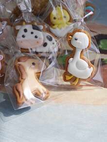 A Cute Farm Series Cookie Cutter, A Family Kitchen Parent-Child Baking Tool, Cake Decorations With Cartoon Animal Patterns (Cows, Geese, Horses, Chicks, Piglets), Cookie Stamps, Frosting Cookie Shaper - White - View 12