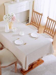 1 pieza Mantel con estampado floral de margaritas frescas, rectangular o redondo, de tela de poliéster, lavable, adecuado para mesa de café, mesita de noche, mesa redonda pequeña, manta, decoración del hogar, cocina, comedor, reuniones, cenas, fiestas, decoración festiva, para todas las estaciones - Beis - Ver 11