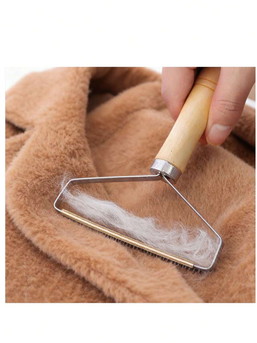2 piezas Quitapelusas manual portátil - Rasuradora de tela de doble cara, adecuada para suéteres, chaquetas y pelo de mascotas | Mango de madera duradero | Aplicable para sofá, dormitorio, sala de estar, automóvil y ropa | No se requieren baterías - Marrón Mocha - Ver 1