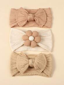3pcs/Set Multi-Color 6-Petal Bowknot Nylon Headbands For Babies & Toddlers, Super Soft & Stretchy, Suitable For All Seasons, Ideal For Photos, Gifts, Casual, Home, Vacation, Sports, Retro, Elegant, Cute, College Style - Multicolor - View 7