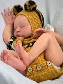50cm 20inch Sleeping Reborn Baby Doll with 3D-paint Skin and Visible Veins, Realistic Soft Vinyl Limbs Cloth Body Girl Baby Princess Art Toy for Kids Birthday Gift - Muñeca bebé durmiendo - Ver 5