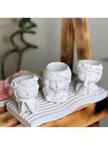 1件装，树脂浇铸模具，女孩造型花盆硅胶模具，粘土模具，石膏花盆/烛台模具，混凝土花盆模具（用于制作盆栽植物），DIY树脂浇铸模具，环氧树脂花盆模具，手工水泥笔筒模具