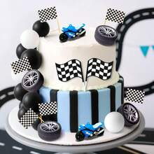 LaVenty Race Car Cake Decorations Car Cake Topper Checkered Flag Cake Topper Growing Up Two Fast Birthday Decor Fast One Fast Three Need Four Speed Birthday Decorations - Nhiều màu - Xem 7