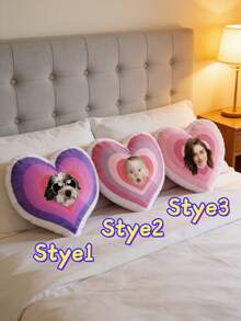 1个定制心形照片抱枕 - 个性化照片，浪漫情侣纪念品，温馨家居装饰，情人节、周年纪念日、生日、圣诞节、订婚礼物 - 彩色 - 查看 4