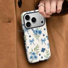 Hot-Selling Blue Floral Double-Layer Film Case  17 Phone Case Apple 16 Pro Premium Hard Case - 雙層菲林殼-光面-ZY26 - 查看 2