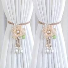 2 buc perlă elegantă cu flori perlate, cravată reglabilă, design stil grădină, decorare casă, accesorii perdea - Multicolor - Vizualizare 14
