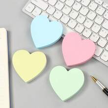 100pcs Thick Multi-Color Heart Shaped Self-Adhesive Sticky Notes, Removable & Reusable, Tear-Resistant Pink Memo Pad, Suitable For School Notes, Office Reminders, Personal To-Do Lists, Family & Colleague Messages, DIY Scrapbooking, Gift Card Decoration, Holiday Party Favors, Diary Highlighting, Etc. - Pink - View 10