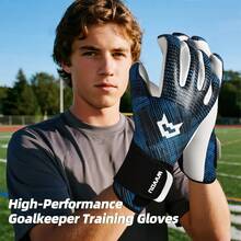 WVVOUgoalkeeper Gloves, Breathable Professional Goal Keeper Gloves With 4+3mm Sticky Latex Palm For Training - Blue - View 3