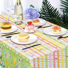 Mantel de Pascua desechable rectangular con diseño de huevos y flores de primavera, ideal para fiestas y decoración del hogar. - Multicolor - Ver 3