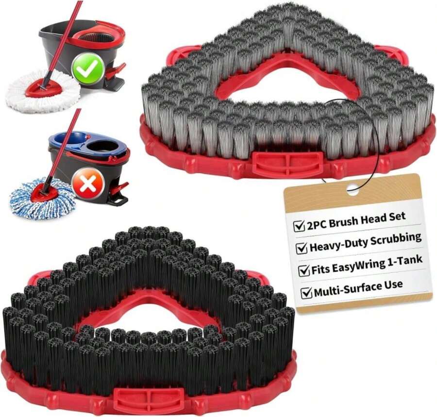 2 Pack Scrub Brush Head Compatible With O Cedar EasyWring 1-Tank System U2013 Heavy-Duty Hard Bristles Scrubber For Deep Cleaning Tile, Kitchen, Grout &Amp; Deck - Màu A - Xem 1