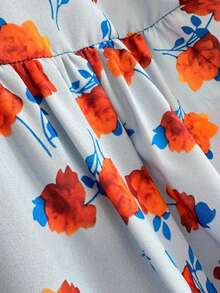 女士印花休闲衬衫 - 藍色 - 查看 5