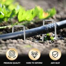 HOOPLE - Paquete de 100 grapas galvanizadas de calibre 11 de 6 pulgadas estacas para decoración al aire última intervensión grapas antioxidantes para tela de barrera de malezas estacas de tienda en - Plateadosliver - Ver 3