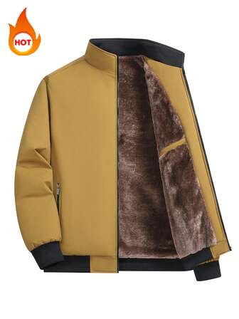 Thermal Lined Hooded Jacket For Men, Casual, Warm, Suitable For Street Wear