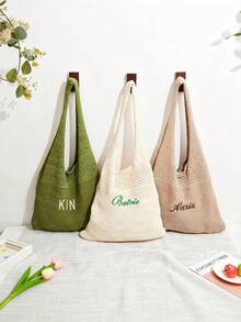 Personalized Beach Tote Bag, Bridesmaid Gift, Wedding Gift, Valentine's Day Gift, Vacation Tote - Beige - View 4