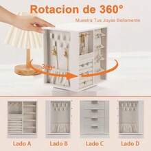 Joyero Organizador Giratorio de 360°, Caja Joyero para Mujer con 4 Cajones, Almacenamiento Vertical, Alajeros Joyeria Mujer Grande para Aretes, Collares, Pulseras Anillos y Todo Tipo de Joyas(default) - Multicolor - Ver 4