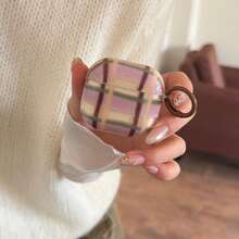 复古透明拼接格子耳机保护套，带挂环，兼容 Pro 2、可爱 Apple 4、简约 3 新半代，女士耳机保护套 - 彩色 - 查看 13