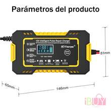 Cargador De Baterias Intelligente Para Auto, Moto 110V, Para AutomóVil Y Motocicleta, Cargador De BateríAs De ReparacióN Por Pulsos, Pantalla Digital LED Intelligente, Cargador De Coche Inteligente, BateríA De Coche, Mantenedor De BateríA, Cargador De BateríA De Plomo-áCido Con Pantalla LED,  Cargador De BateríA Intelligente, Para BateríAs De Plomo-áCido,Para AutomóViles, Camiones Y Motocicletas (Rojo, Amarillo, Azul, Verde) - Amarillo - Ver 2