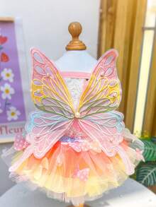 فستان كلب مزين بالفراشات واللؤلؤ، تنورة توتو أنيقة، ملابس كلاب، فستان كلب ملون، مناسب للقطط والكلاب، فستان أميرة عصري، مناسب لأي مناسبة - وردي - مشاهدة 5