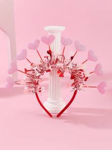 1 قطعة شريط رأس بشكل قلب مزين بالبريق والحب، تصميم جديد يدوي الصنع، مناسب لحفلات عيد الحب، شريط شعر، إكسسوارات شعر هدية عيد الحب