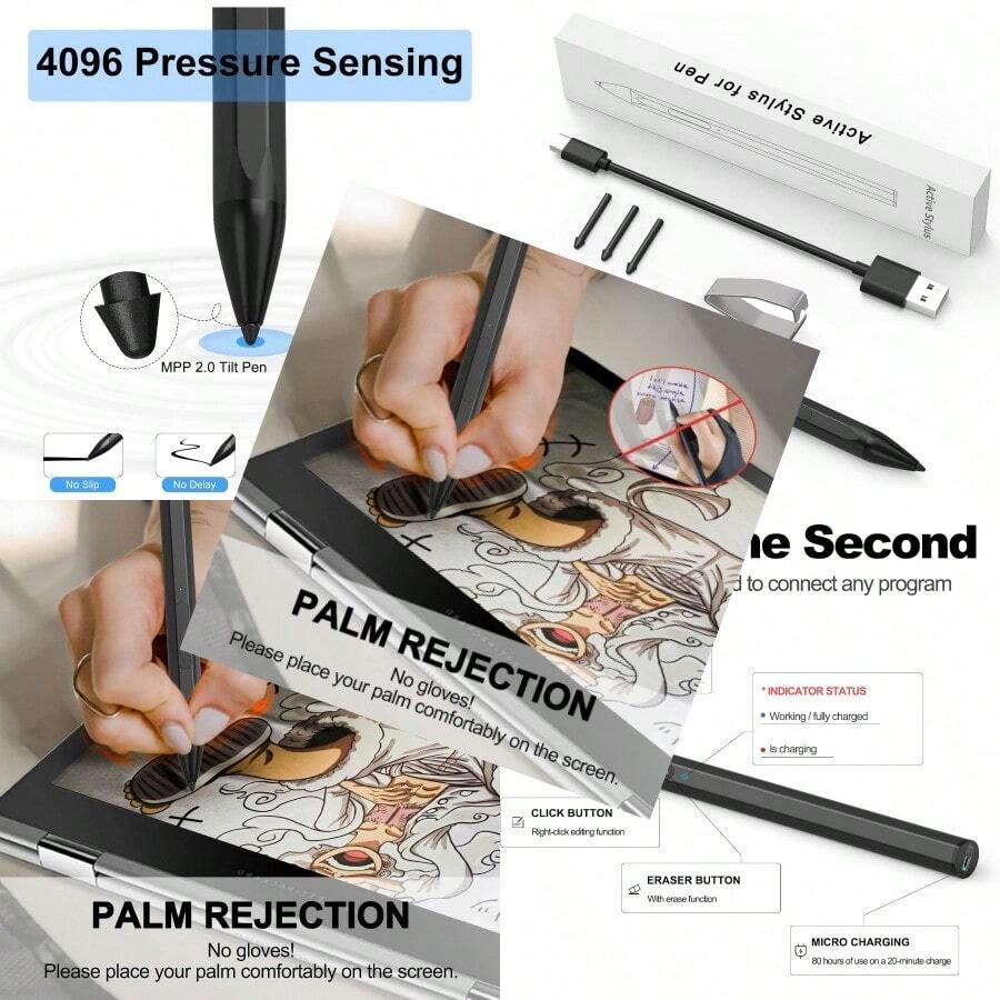 ASUS Lápiz óptico para Transformer/Vivobook Flip/Notebook visualización táctil Laptop/Tablet - Recargable 4096 Sensibilidad a la Presión Microsoft MPP Protocol -0003 - ASUS+Azul - Ver 1