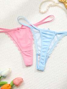 6条装舒适纯色/碎花印花女士丁字裤 - 彩色 - 查看 4