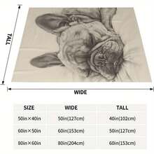 French Bulldog Blanket - Realistic Sleeping Puppy Flannel Throw, Ultra-Soft Beige & Black Pet Bedspread Couch, Bed, Camping - All-Season Cozy Dog Lovers & French Bulldog Owners, Home Decor Accessory, Contemporary Home Decor, Plush Comfort, Petthemed Decor, Home Decor Enthusiasts - Grey - View 5