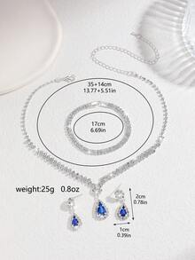 3pcs/Set Water Drop Bridal Women's Fashion Crystal Necklace Earrings, Luxury Jewelry Set Suitable For Wedding Birthday Gifts, Parties. - Multicolor - View 2