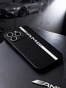 1pc Compatible With IPhone 17/16 Pro Max/15 Plus/14 Pro And Phones, Rugged Sports Design, Litchi Texture Leather, Protective Phone Case, Ins-Style Performance, AMG Stripe, Full-Body Drop Protection, Precise Cutouts - Multicolor - View 4