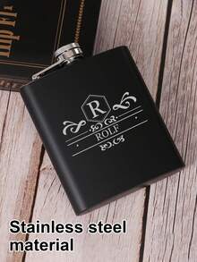 LICVIC Customized Portable Liquor Flask Set, Personalized Engraved Stainless Steel Flask, Groomsman Flask, Wine Bottle Flask Set (1 Flask + 2 Cups + 1 Strainer + 1 Gift Box), Father's Day Gift, Decorative Set, Personalized Gift For Him - Style a - View 3