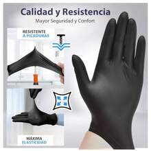 Best Trading 100 Guantes 100% Nitrilo Color Negro: Libres de Látex y Vinyl Alta Calidad Premium Tecnología Touchscreen. Comodidad  y Funcionalidad en tus Manos - Grande - Ver 3