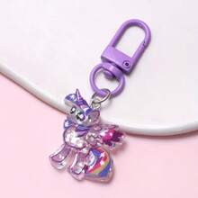 1pc My Little Pony Glitter Stylish Keychain - Cute Creative Rainbow Pony Bag Charm Perfect Gift For Back-To-School Season Halloween & Christmas Purse Charm Keyring Y2K - Multicolor - View 7