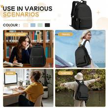 Mochila ligera de ocio negra para mujer, mochila para portátil de gran capacidad, mochila escolar, mochila impermeable de nailon casual con organizador de múltiples bolsillos para viajes, ir al trabajo, escuela y uso diario - Multicolor - Ver 5
