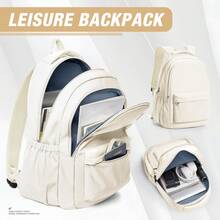 Mochila ligera de ocio negra para mujer, mochila para portátil de gran capacidad, mochila escolar, mochila impermeable de nailon casual con organizador de múltiples bolsillos para viajes, ir al trabajo, escuela y uso diario - Multicolor - Ver 10