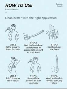 1 pièce Brosse exfoliante à long manche rose/bleu, brosse multi-fonctions pour l'exfoliation du dos et le nettoyage de la douche - Vert - Voir 7