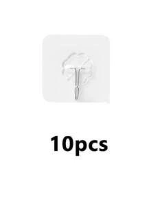 2/4/10pcs Modern Stainless Steel Towel Hooks | Wall Mounted, Self-Adhesive, Brushed Surface, No Drilling Required, Polished ABS Plastic - Multicolor - View 14