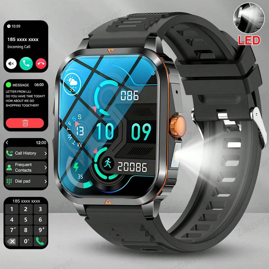 Smart Watch With LED Light, Wireless Call/Dial, Multiple Sports Modes, Call & Message Alerts, Customizable Wallpaper, Compatible With IOS/Android - Multicolor - View 1