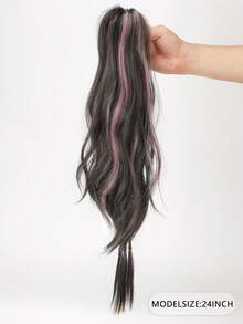 24 Inch High Ponytail Clip-On Synthetic Hair Ponytail, Ombre Braided Ponytail Extension - Multicolor - View 7