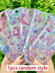 3D闪亮魔法卡通动物注水装饰贴纸，趣味注水贴纸，适用于水瓶、冰箱、手机壳、笔记本、剪贴簿、奖励手工礼品