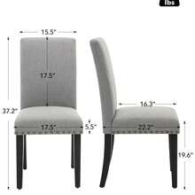 Juego de 2 Sillas de Comedor, Sillas de Cocina Acolchadas con Botones, Sillas de Comedor Tapizadas en Tela con Patas de Madera y Asiento Acolchado para Comedor, Cocina, Restaurante - Remaches grises 2 piezas - Ver 2