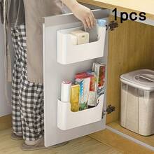 1pc Wall Mounted Storage Cabinet With Door, Includes Hooks For Cling Film And Storage Bags, Suitable For Office And Kitchen, Easy Installation No Drilling Required - Multifunctional Bathroom Essentials, Cosmetics Shelf - Classic Model With Window, Baskets, Boxes And Containers, 1-4pcs Storage Boxes - White - View 8