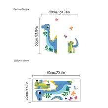 1pc Cartoon Cute Watercolor Dinosaur Wall Sticker, Suitable For Bedroom Living Room Wall Decor, PVC Material Self-Adhesive Removable, Size 23.6inch*11.8inch