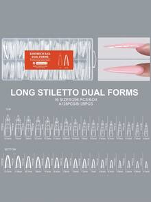 256pcs Professional Sandwich Nail Art Mold Set, Almond & Round Nail Extension Molds, No Paper Needed, 16 Sizes, Plastic Material, Nail Salon Tool - Nhiều màu - Xem 9