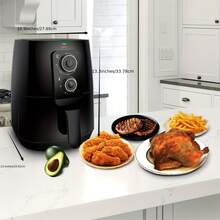 1台4.2夸脱（约4.9升）健康无油空气炸锅，电动蔬菜空气炸锅，操作简便，旋钮控制，可进行煎、烤、炙、烘焙等多种烹饪方式，配有托盘和食物夹。 - 美規A型插(110-127V) - 查看 5