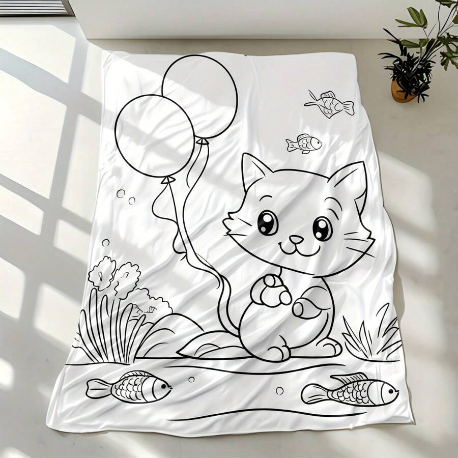 1pc Colorable Geometric Cat Graffiti Blanket - Long Plush All-Season Sofa Bedspread With Free Coloring For & S, Soft Warm Bedding Gift, Cozy For Rooms (Blanket Only - No Markers Included) Four Seasons Universal Multifunctional Blanket/Perfect Gift, Aesthetic Design And 2D Printing Technology Is An Ideal Companion For Sofa Napping, Traveling Camping, Home Decoration And Office Embellishment.A Thoughtful Gift For Thanksgiving, Christmas, Valentine's Day, Father's Day, Mother's Day And Other Festivals Special Moments Such As Birthdays, Weddings, Anniversaries And More.Exclusive Gifts For Family Members, Partners, Parents, Ren, Grandparents Or Dear Friends.They Are Perfect For Beds, Living Rooms, Offices, Beaches,Newly Expanded Themed Collections To Meet A Variety Of Styles And Scenar. - Nhiều màu 11 - Xem 1