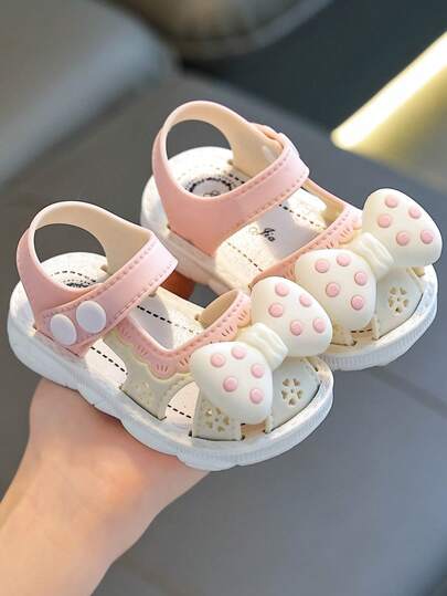 幼儿女童包头凉鞋，春夏新款时尚蝴蝶结设计，防踢防撞，软底舒适休闲魔术贴鞋，适合0-4岁儿童