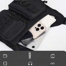 战术包、骑行包、男士背心包、休闲运动包、户外男士胸包 - 黑色 - 查看 6