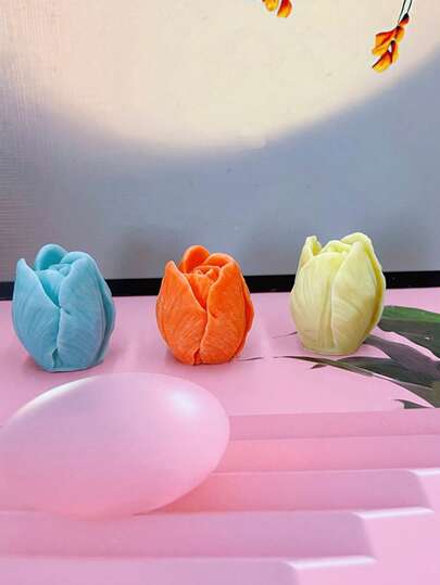 1个郁金香香薰蜡烛硅胶模具 DIY郁金香香薰石膏扩香石家居装饰模具 花卉石膏硅胶模具