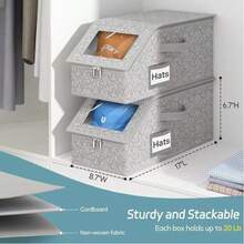 1 PCS Stackable Hat Storage For Baseball Caps, Holds Up To 24 Caps Hat Organizer For Closet, Sturdy Snapback Boxes For Men With Cardboard, Grey - 灰色 - 查看 3